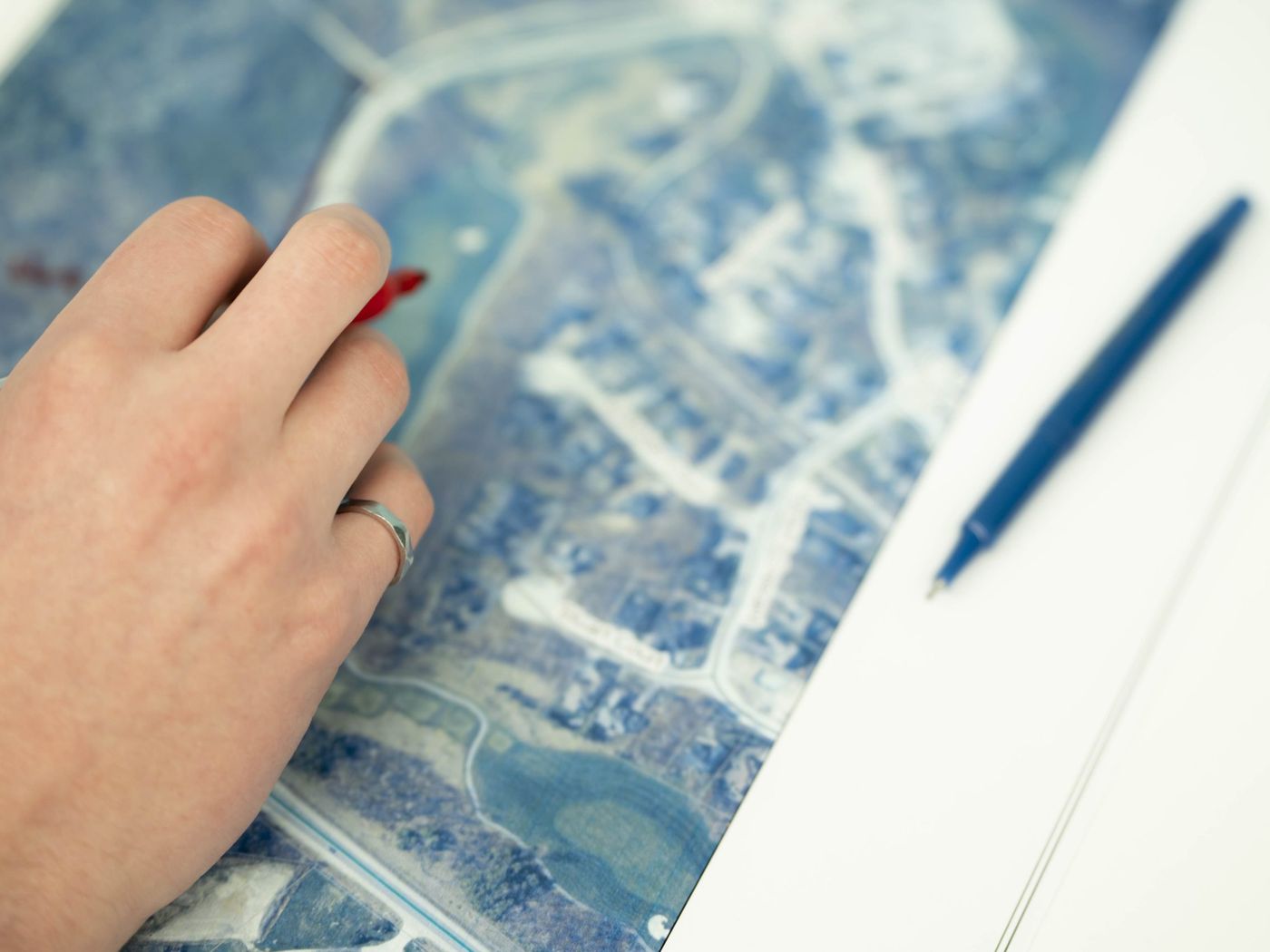 Engineer reviewing a servicing drawing