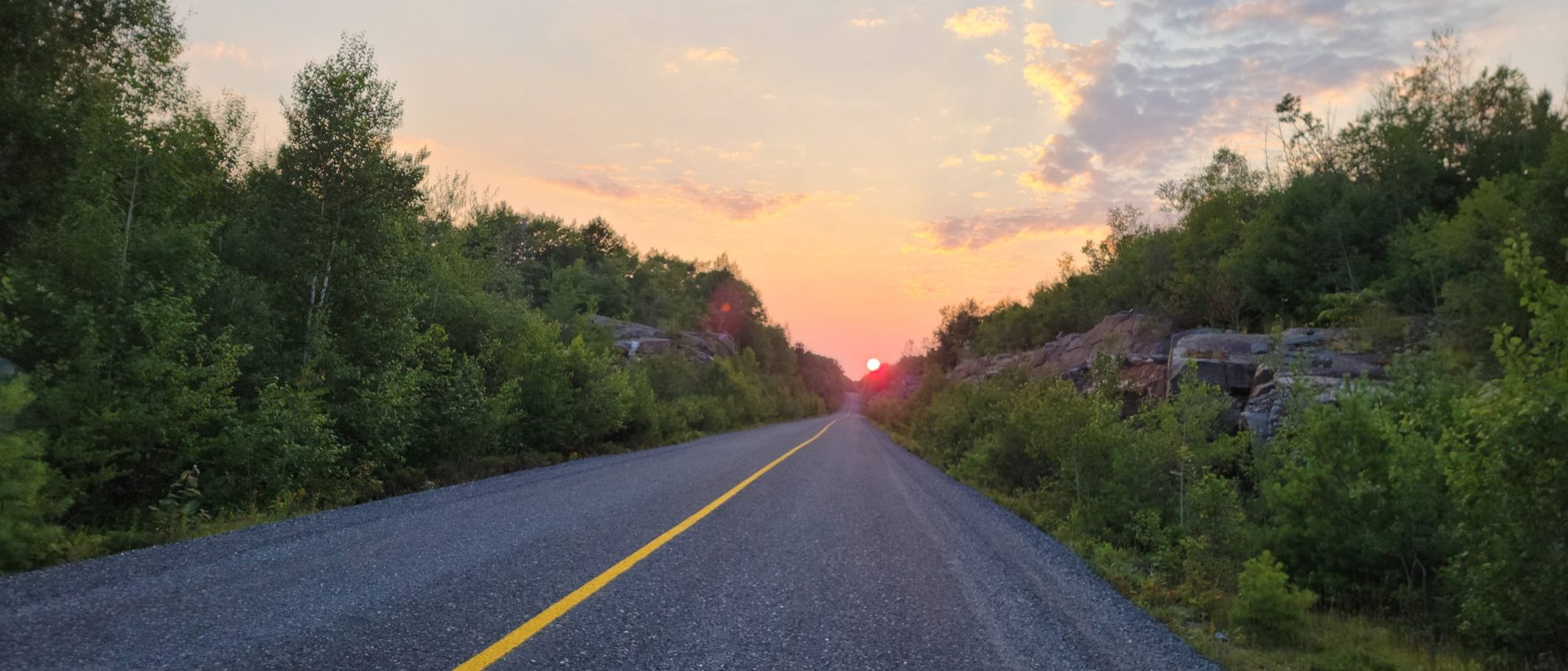 Rural Ontario road at dusk
